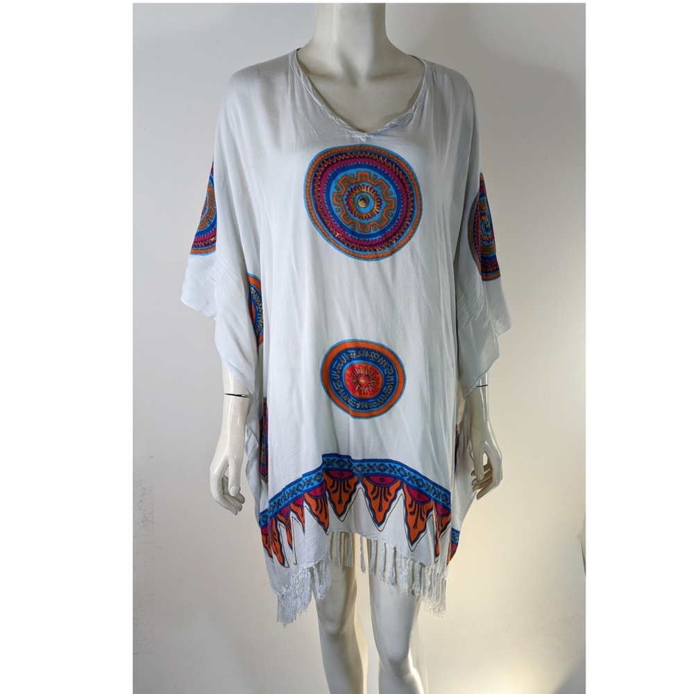 Boho Beach Cover Up Poncho Top OS